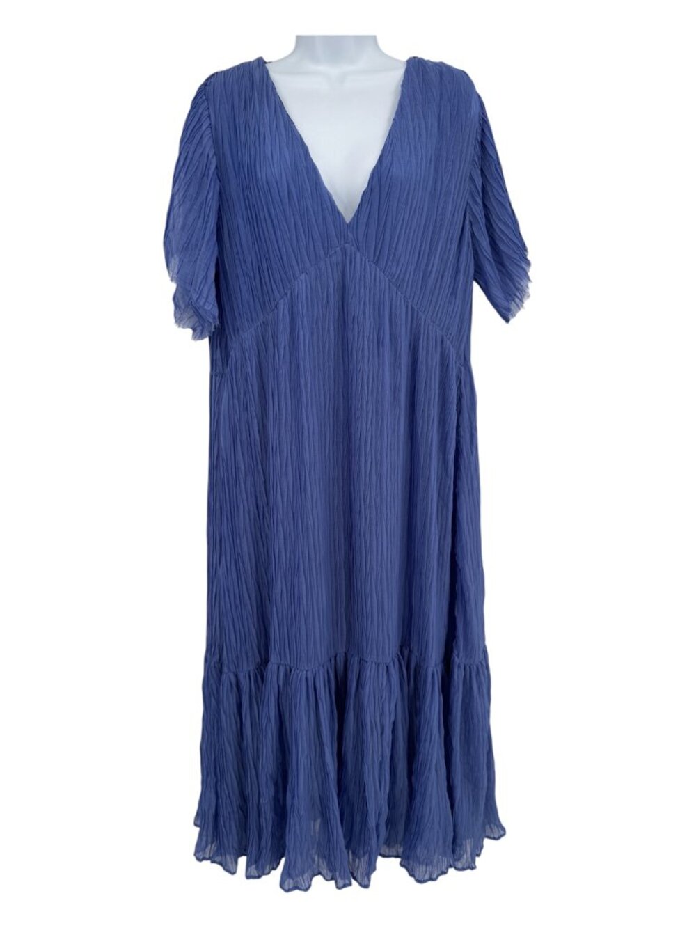 ZARA Pleated Blue Maxi Dress Lightweight Size Medium Resort, Cruising
